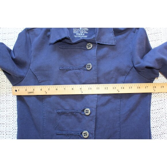 Neon Buddha Military Style Blue Jacket Small Button Front Long Sleeves Pockets - Picture 3 of 8